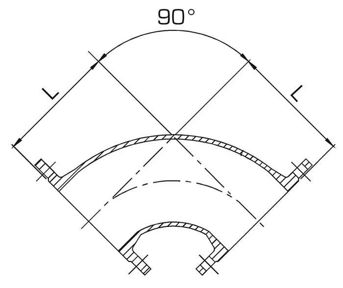 Laippakulmayhde PAM Q Q/DN100/90AST./EPOKSOITU