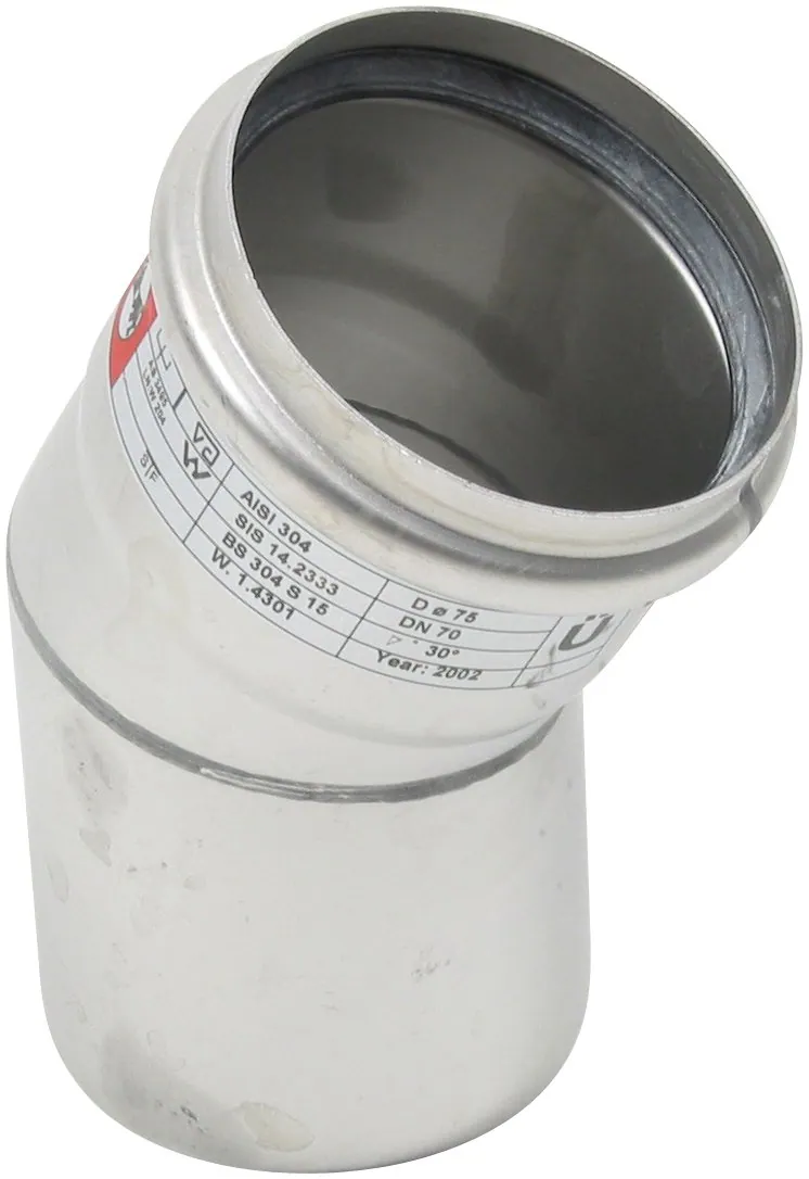 Kulmayhde BLÜCHER EUROPIPE ø75-30°/AISI316L/EPDM