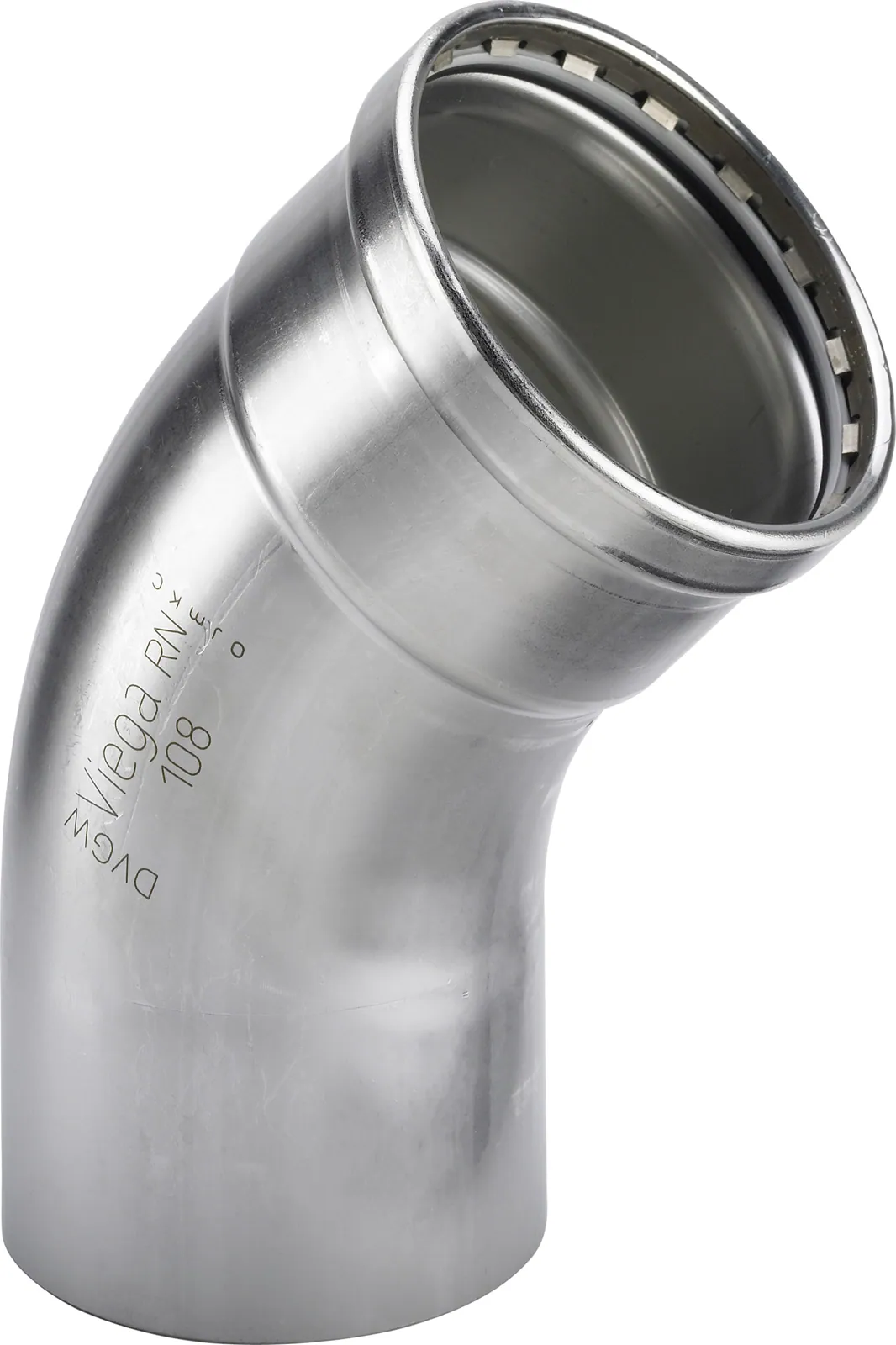 Puristuskäyrä muhvi-pisto VIEGA SANPRESS INOX 2326.1XL/DU 108.0/45AST.