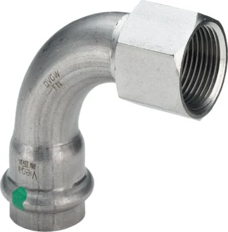 Puristuskäyrä muhvi-kierre VIEGA SANPRESS INOX HST 2314.5/DU15/R1/2SK/90