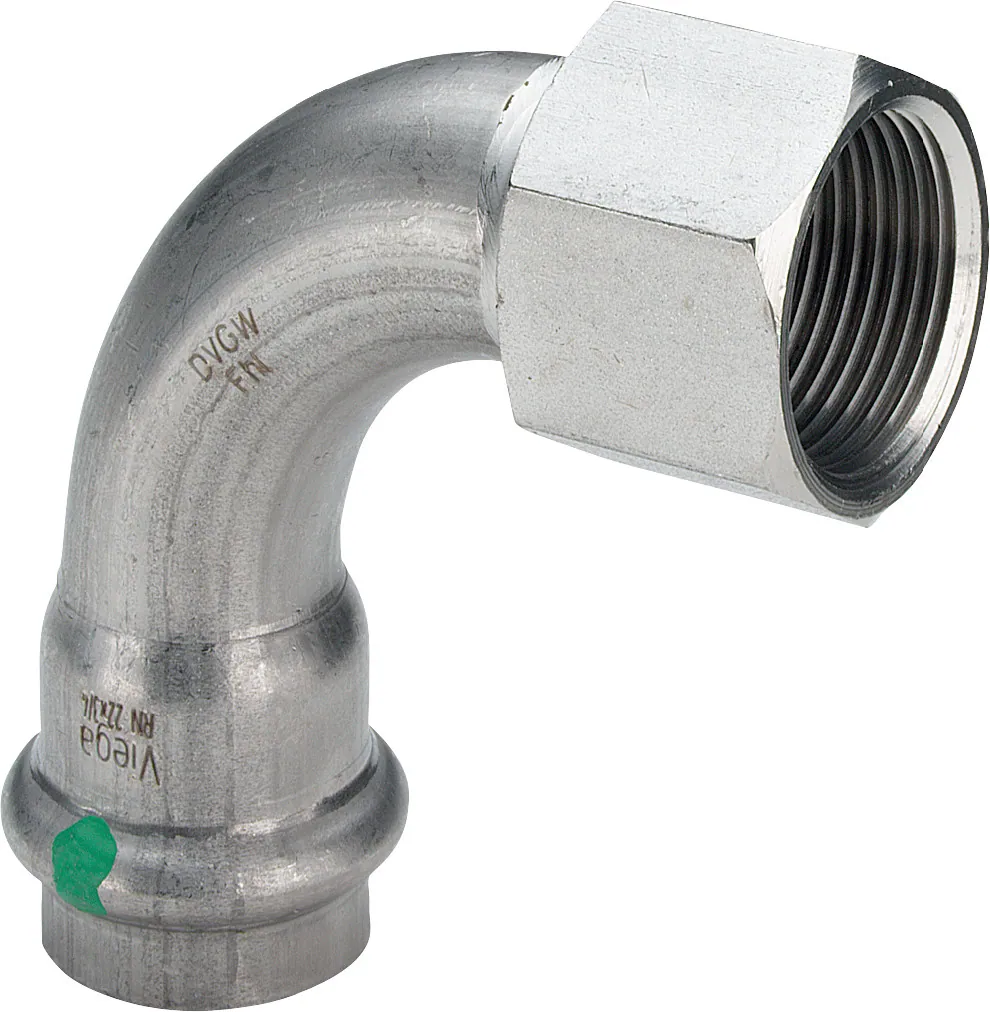 Puristuskäyrä muhvi-kierre VIEGA SANPRESS INOX HST 2314.5/DU18/R3/4SK/90