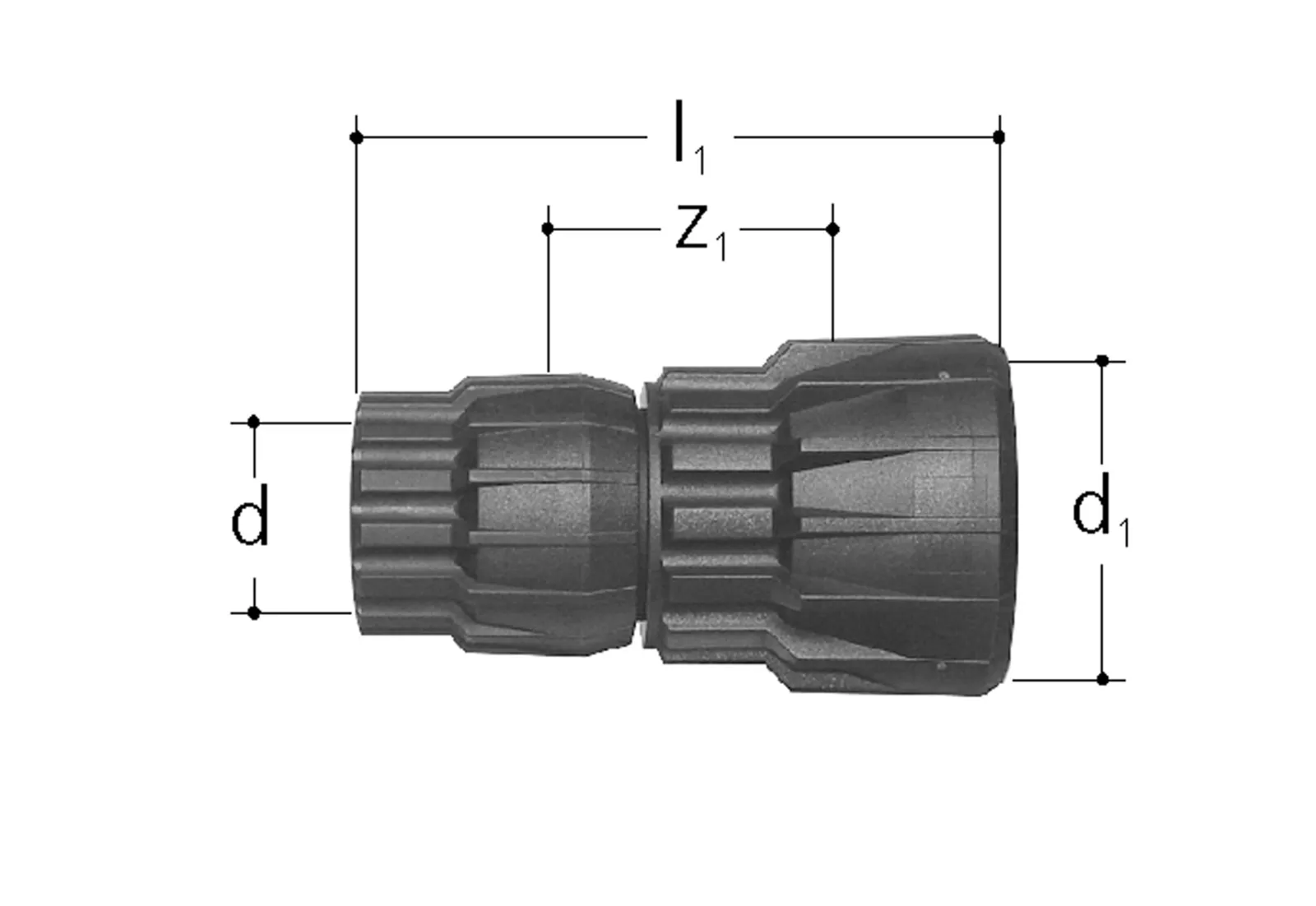 Suoraliitin GF BFS SANIPEX Supistava d40xd32 PN10
