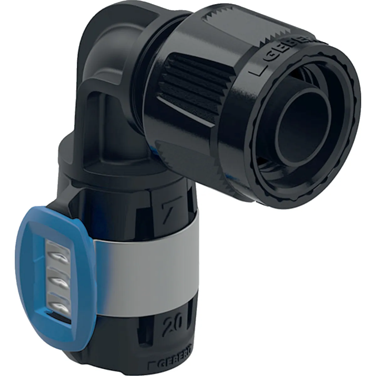 Puristuskulma Geberit FlowFit Muunnoskappaleella d20-MF20