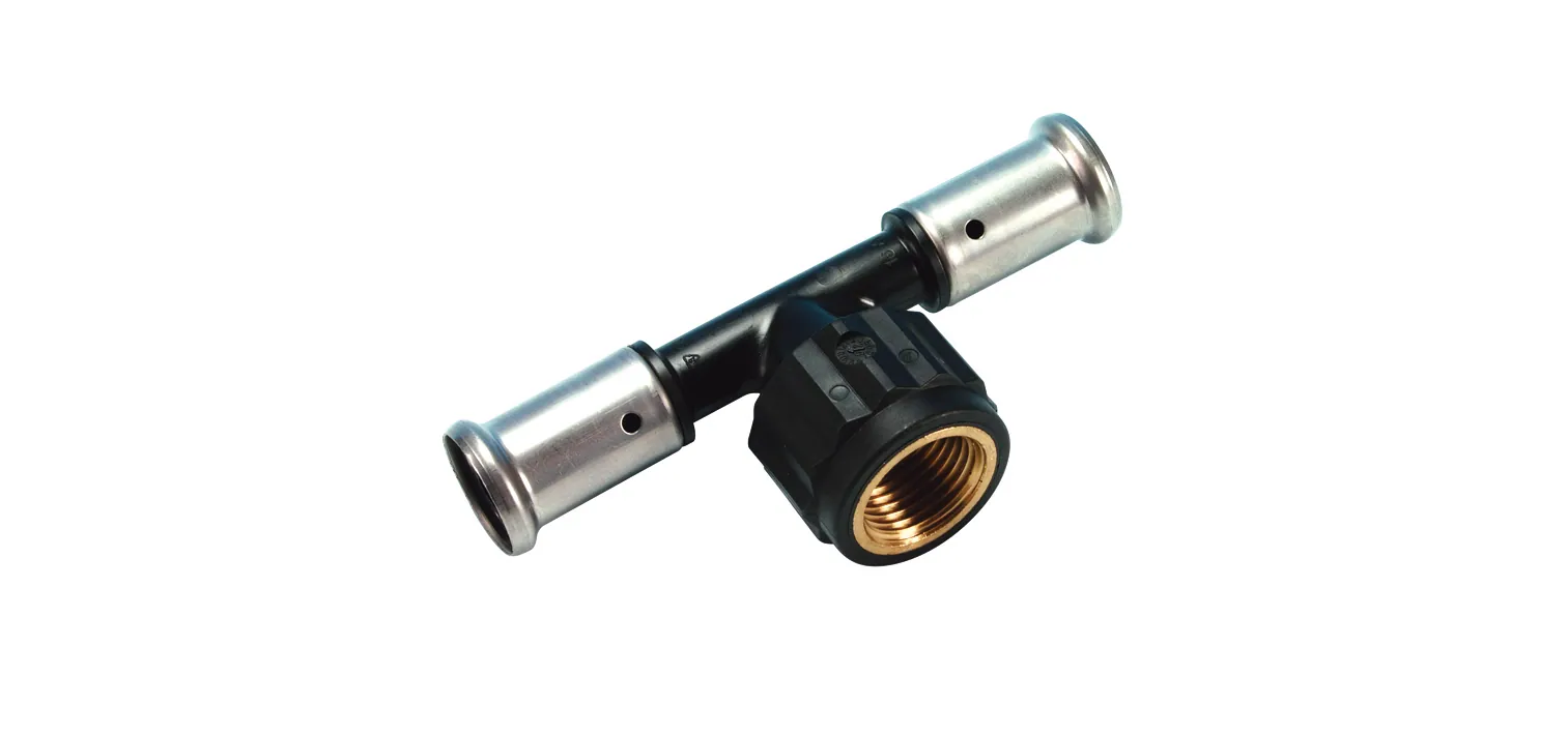 Puristus T-haara muhvi-kierre Henco Henco PVDF Puristusliittimet 40mm x 1 1/4" sisäk. x 40mm