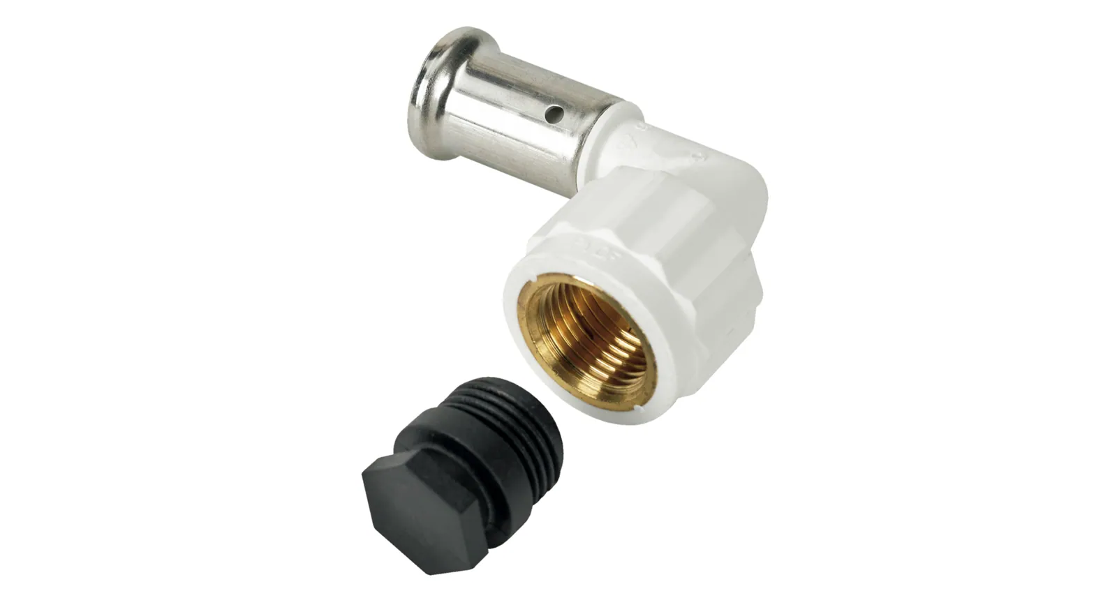 Puristuskulma muhvi-kierre Henco Henco PVDF Puristusliittimet 26mm x 3/4"sk 90 ast valkoinen