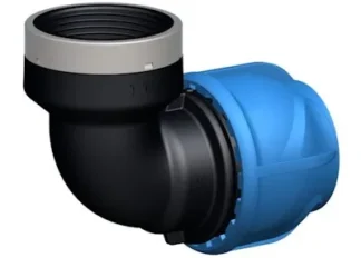 Puristus-/kierreliitin kulma i-JOINT PN16 d25-3/4" 90º, kierremuh.