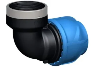 Puristus-/kierreliitin kulma i-JOINT PN16 d50-11/2" 90º, kierremuh.