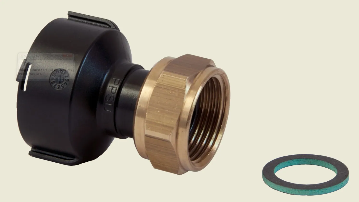 Suoraliitin UPONOR AQUA PLUS PPM 1"SK-3/4"SK PYÖR.MUTT.PPSU