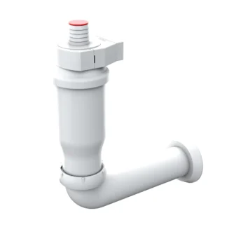 Pesukonesuppilo vesilukolla FALUPLAST Falu 40mm PP/TPE valk