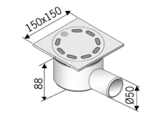 Kuivakaivo vaakamalli ACO EG150 DN50 RST, betoni/massa