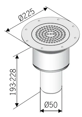 Lattiakaivo pystymalli ACO EG150 DN50 RST, matto/laatta