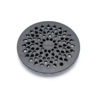 Lattiakaivon kansi pyöreä PURUS Drop 150mm, muovi musta
