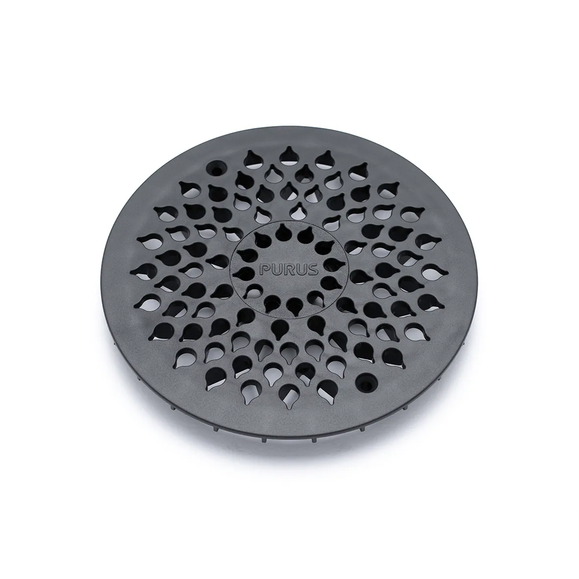 Lattiakaivon kansi pyöreä PURUS Drop 150mm, muovi musta