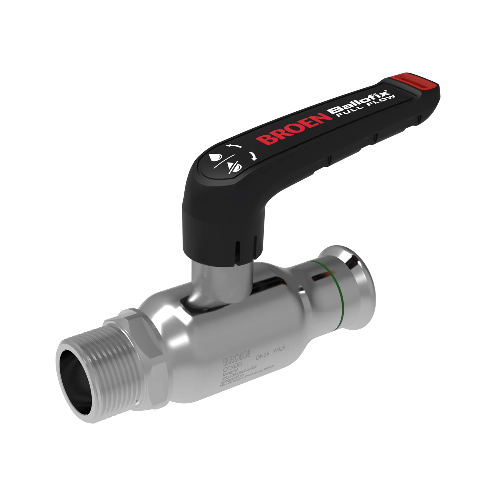 Palloventtiili puristusliitos BROEN Full Flow 18x3/4"UK, DN15, matala