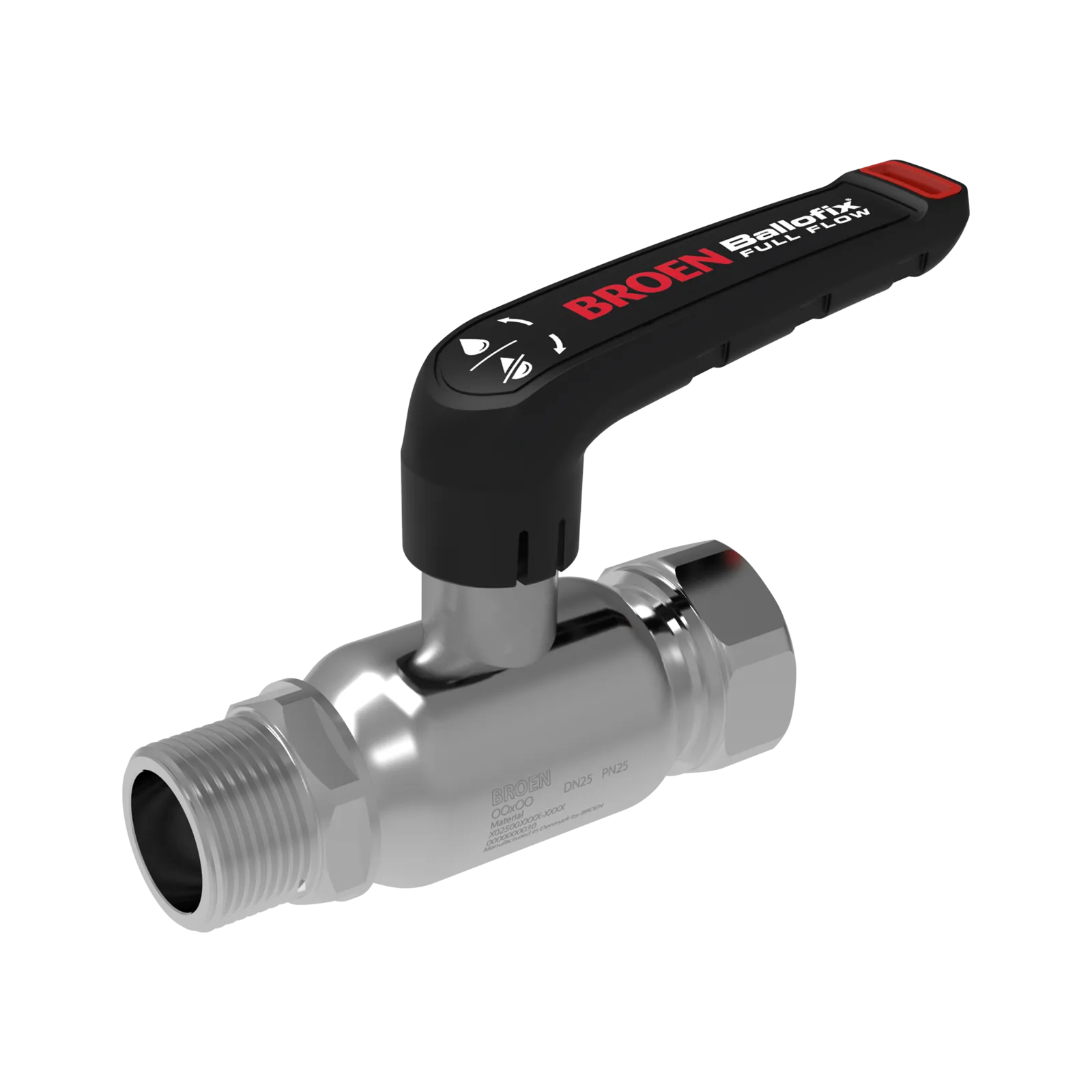 Palloventtiili kiertein BROEN Full Flow 3/8"SKx3/8"UK, DN10, matala