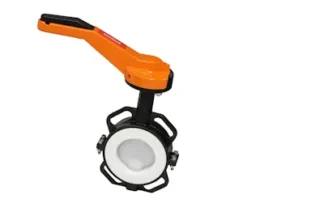 LÄPPÄVENTTIILI VUORATTU PTFE DN65 PN10 KAHVALLA