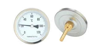 Lämpömittari vaakamalli SUOMEN LÄMPÖMITTARI R 1/2-100/L= 65/0+120C/MESS.