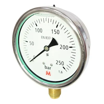 PAINEMITTARI MA100 VAIMENNUS Ø100 0-250bar A1/2 117 TL1,6