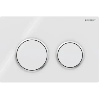 Huuhtelupainike, mekaaninen Geberit Omega20 Round, valkoinen/kromattu