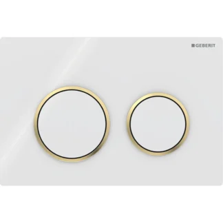 Huuhtelupainike, mekaaninen Geberit Omega20 Round, valkoinen/kullattu