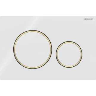 Huuhtelupainike, mekaaninen Geberit Sigma20 Round, valkoinen/kullattu