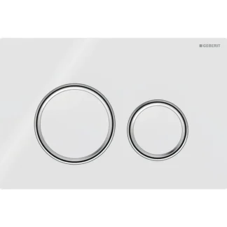 Huuhtelupainike, mekaaninen Geberit Sigma50 Round, kromattu/valkoinen