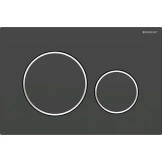 Huuhtelupainike, mekaaninen Geberit Sigma20 Round, mattamusta/kromattu