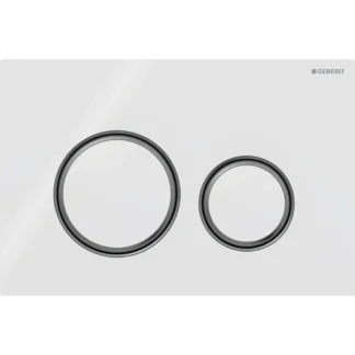 Huuhtelupainike, mekaaninen Geberit Sigma50 Round, mustakromi/valkoinen