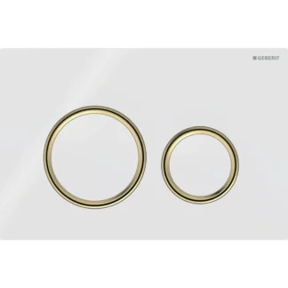 Huuhtelupainike, mekaaninen Geberit Sigma50 Round, messinki/valkoinen