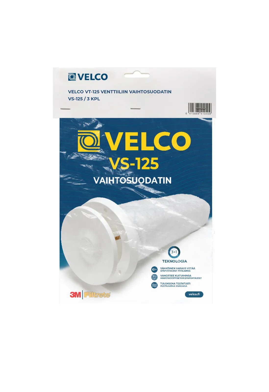 Vaihtosuodatin Velco Velco VS-125/ 3kpl pakkaus