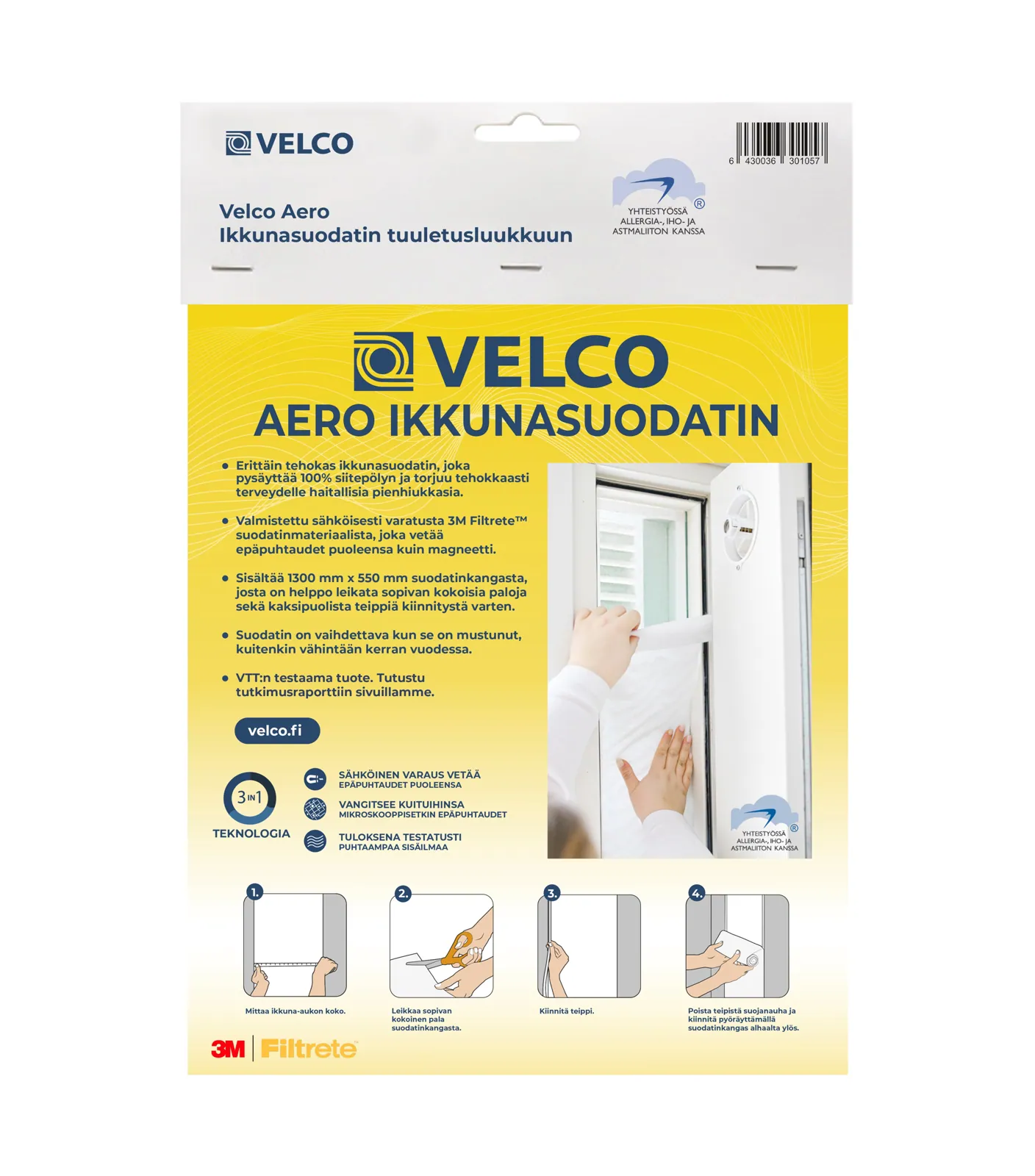 Suodatinkangas Velco Velco Aero (myyntipakkaus)