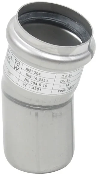 Kulmayhde BLÜCHER EUROPIPE ø50-15°/AISI316L/EPDM